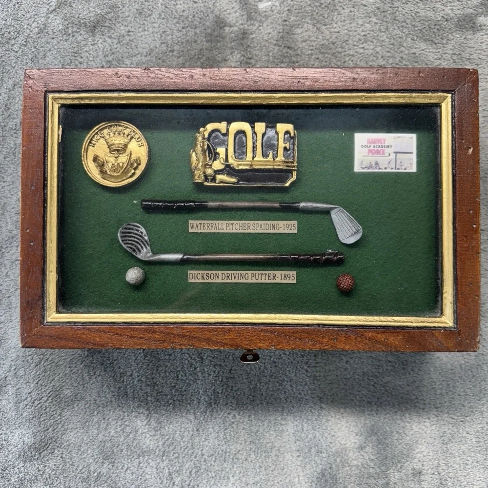History of Golf Collectible Shadow‎ Box Wood Framed Hanging Display Case